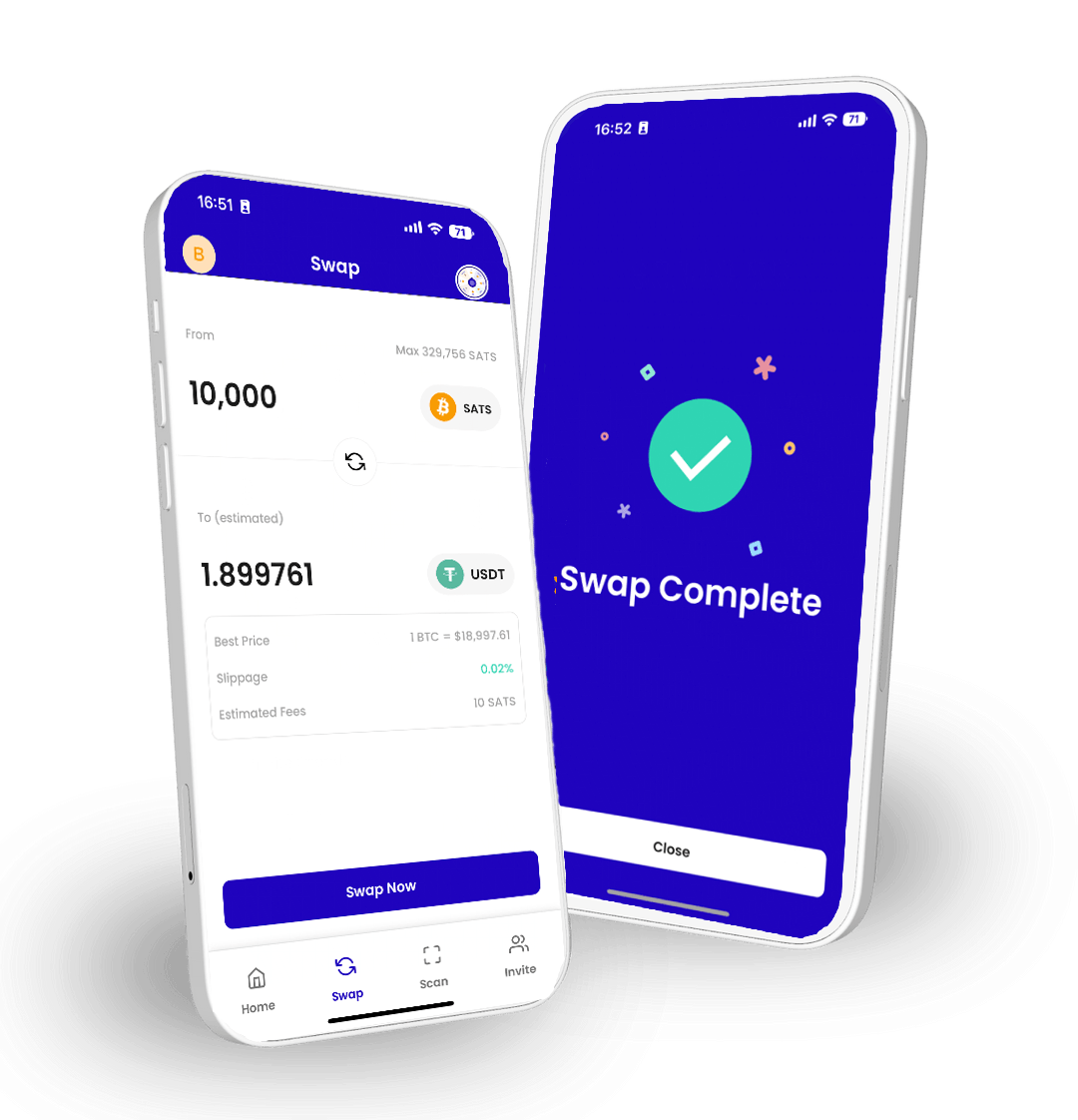 Libre DEX showing Fast Bitcoin to Tether swap flow